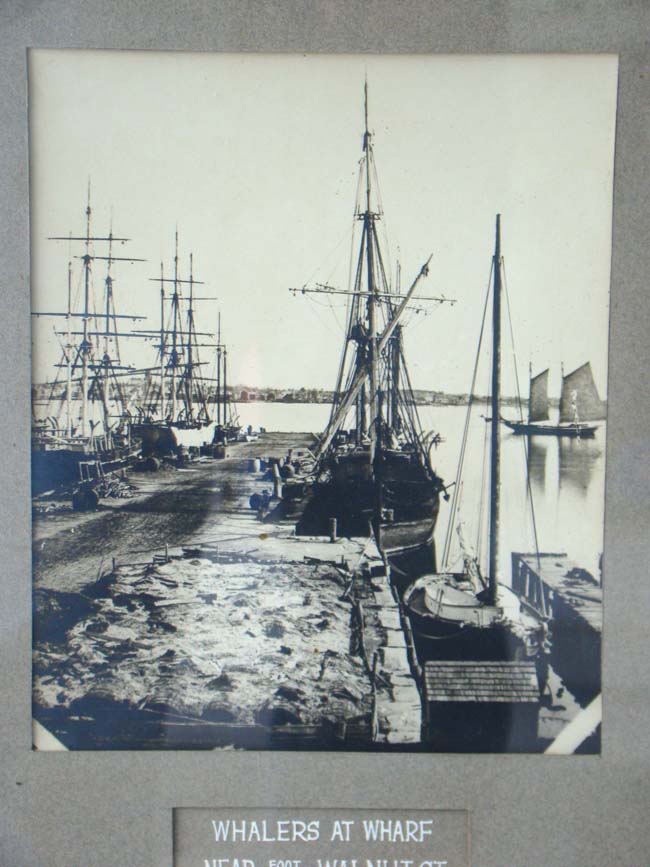 A fine and rare original 19th century photo of "Whalers at Wharf Near Foot of Walnut St., New Bedford